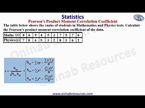 Pearson's Product Moment Correlation Coefficient