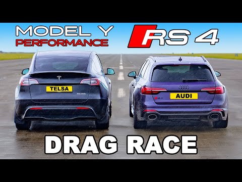 Audi RS4 v Tesla Model Y: DRAG RACE