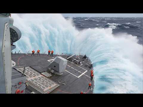 Inside US Navy Combat Ship Riding Monster Waves During Patrol