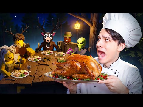ПОЗВАЛ ОЛЕНЯ НА ОБЕД, А ОН ВНАТУРЕ ЛЮДОЕД! 😱 ПРАЗДНИЧНЫЙ УЖИН В 99 НОЧЕЙ В ЛЕСУ!