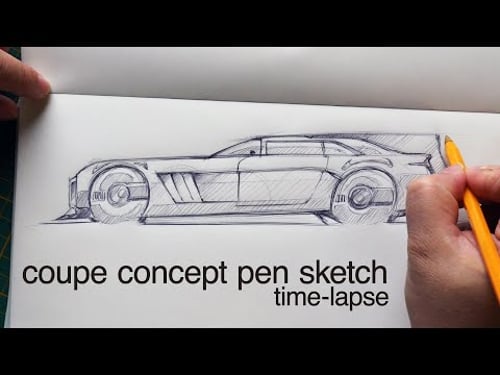 Coupe Concept Design Biro Pen Drawing Time-Lapse