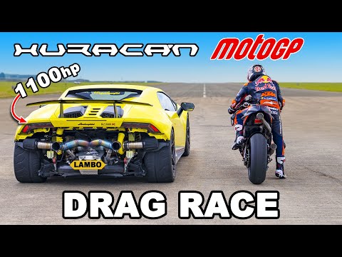1100hp Lambo Huracan v Red Bull MotoGP Bike: DRAG RACE