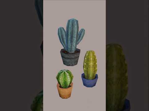 PS1 style cactus set #blender #ps1 #gameassets