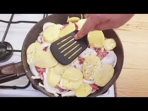 Schnelles und billiges Rezept mit Kartoffeln, Hackfleisch und Zwiebeln
