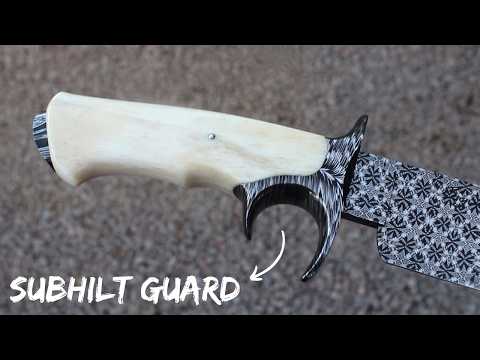 Making a SUBHILT GUARD to a MOSAIC DAMASCUS BOWIE KNIFE! | Knife Making