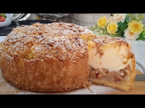 Яблочный пирог с кремом-суфле, тает во рту! Просто и очень вкусно!