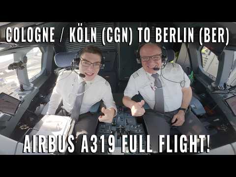 AIRBUS COCKPIT: COLOGNE 🇩🇪 (CGN) TO BERLIN 🇩🇪 (BER) FULL FLIGHT! REAL AIRPLANE!