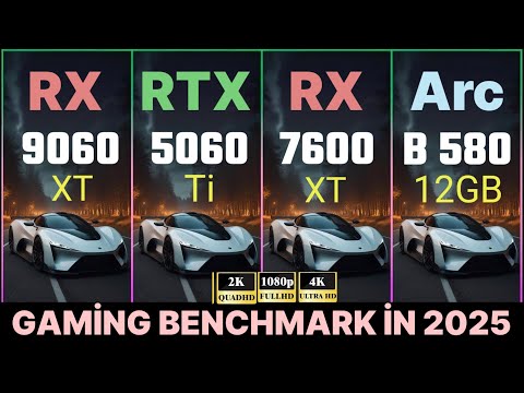 rx 9060 xt vs 5060 ti vs RX 7600 XT vs Intel Arc b580 9060xt 16gb + 8gb gaming benchmarks + 9800x3d