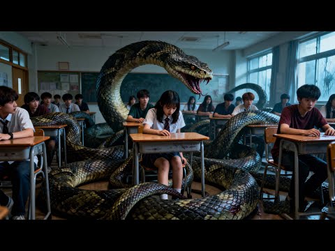 Giant snake invades school! Girl feels something during class, looks down to find snakes!【巨蛇闯女校】