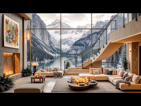 Gentle Jazz Melodies At A Luxurious Villa In The Winter Forest - Jazz Instruments On A Snowy Day